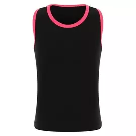 Майка-борцовка с цветной окантовкой, цвет чёрный/коралл, размер 34