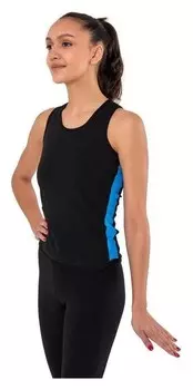 Майка-борцовка с лампасами, цвет чёрный/бирюза, размер 42