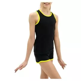 Майка-борцовка с окантовкой, размер 38, цвет чёрный/лайм