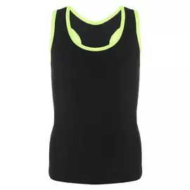 Майка-борцовка с окантовкой, размер 42, цвет чёрный/лайм