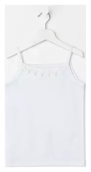Майка для девочки, цвет белый, кулирка, рост 122 см