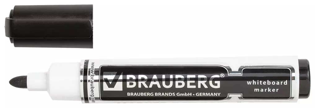 Маркер для доски Brauberg "Neo", черный, с клипом, круглый наконечник, 5 мм