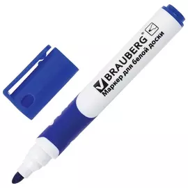 Маркер для доски Brauberg Soft, синий, резиновая вставка, круглый наконечник, 5 мм