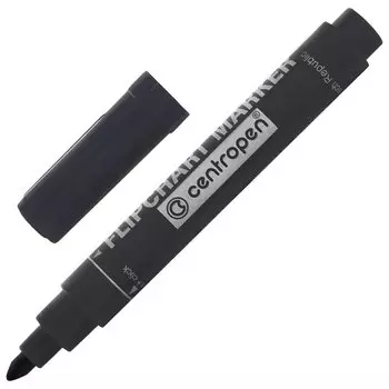 Маркер для флипчарта непропитывающий, круглый наконечник, 2,5 мм, черный