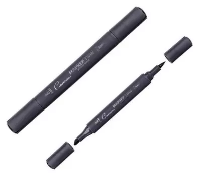 Маркер художественный «Сонет», спиртовая основа, чёрный, двусторонний: кисть/скошенный