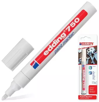 Маркер-краска лаковый Edding "750", 2-4 мм, белый, круглый наконечник, алюминиевый корпус