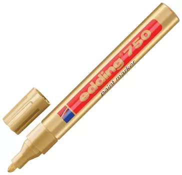 Маркер-краска лаковый Edding 750, 2-4 мм, золотой, круглый наконечник, алюминиевый корпус