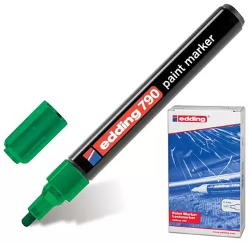 Маркер-краска лаковый Edding "790", 2-4 мм, зеленый, круглый наконечник, пластиковый корпус