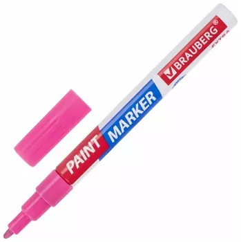 Маркер-краска лаковый Extra (Paint Marker) 2 мм, розовый, усиленная нитро-основа, Brauberg, 151977