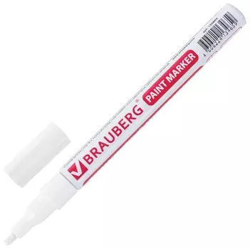 Маркер-краска лаковый (Paint Marker) 2 мм, белый, без ксилола (без запаха), алюминий, Brauberg Professional