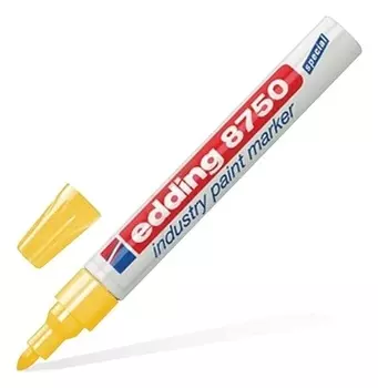 Маркер-краска лаковый (Paint Marker) Edding 8750, желтый, 2-4 мм, круглый наконечник, алюминиевый корпус