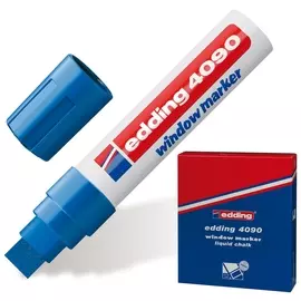 Маркер меловой Edding "4090", 4-15 мм, синий, влагостираемый, для гладких поверхностей