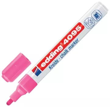 Маркер меловой Edding 4095, 2-3 мм, розовый, сухостираемый, для гладких поверхностей