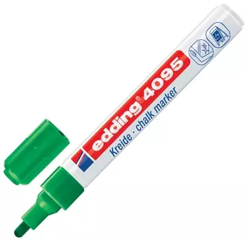 Маркер меловой Edding 4095, 2-3 мм, зеленый, сухостираемый, для гладких поверхностей