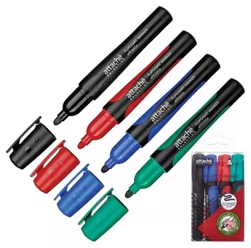 Маркер перманентный Attache Selection Pegas набор 4цв., 2-5мм