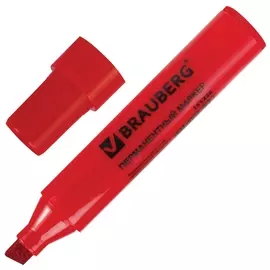 Маркер перманентный Brauberg "Jumbo", красный, широкая линия письма, скошенный наконечник, 3-10 мм