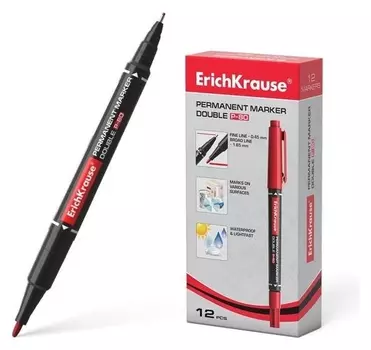 Маркер перманентный двухсторонний Erichkrause "Double P-80", красный 48185