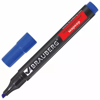 Маркер перманентный (Нестираемый) Brauberg "Contract", синий, скошенный наконечник, 1-5 мм, без клипа, 150470