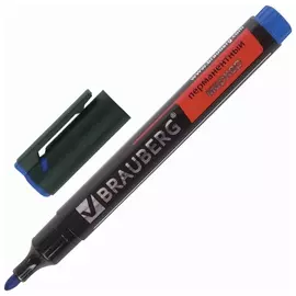 Маркер перманентный (Нестираемый) Brauberg "Energy", синий, круглый наконечник, 3 мм, с клипом, 150476
