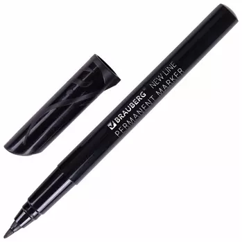 Маркер перманентный (Нестираемый) Brauberg NEW Line, черный, круглый наконечник 2 мм, 152209