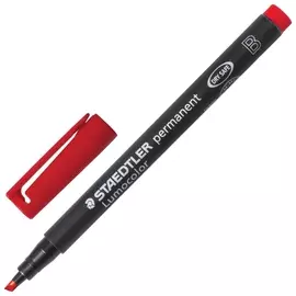 Маркер перманентный (Нестираемый) Staedtler (германия) "Lumocolor", красный, скошенный наконечник, 1-2,5 мм, 314-2