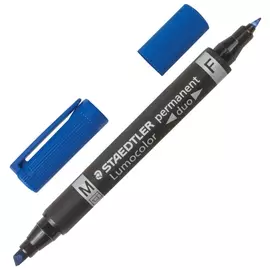 Маркер перманентный Staedtler двусторонний, синий, круглый 0,6 мм / скошенный 1,5-4 мм, 348 B-3