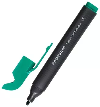 Маркер перманентный Staedtler (Германия) "Triplus", зеленый, трехгранный, скошенный наконечник, 3-5 мм, 3550-5