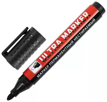 Маркер перманентный Ultra Marker, черный, 3,5 мм, с клипом, Brauberg, 152204