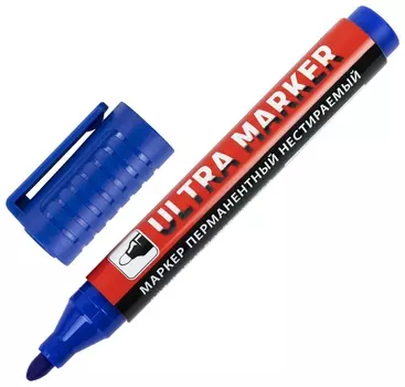 Маркер перманентный Ultra Marker, синий, 3,5 мм, с клипом, Brauberg, 152206