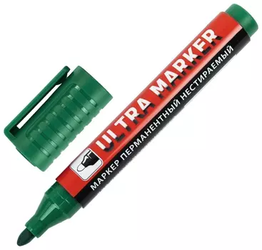 Маркер перманентный Ultra Marker, зеленый, 3,5 мм, с клипом, Brauberg, 152207