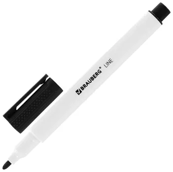 Маркер стираемый для белой доски черный, Brauberg "Line", 3 мм, с клипом, 152118