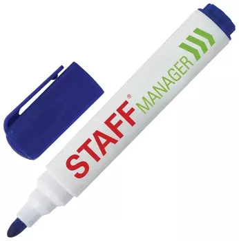 Маркер стираемый для белой доски синий, Staff "Manager", 5 мм, с клипом, 151492
