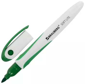 Маркер стираемый для белой доски зеленый, Brauberg "Soft Lite", 3 мм, резиновая вставка, 152106