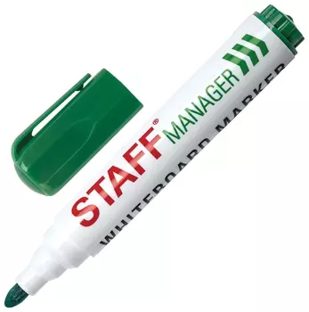 Маркер стираемый для белой доски зеленый, Staff "Manager", 5 мм, с клипом, 151494
