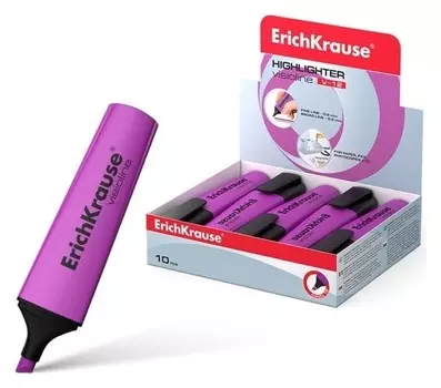 Маркер текстовыделитель 0.6-5.2 мм Erich Krause V-12 фиолетовый, флуоресцентные чернила на водной основе