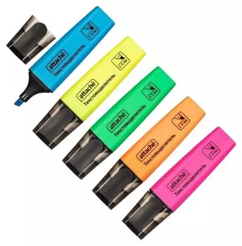 Маркер выделитель текста Attache Colored 1-5мм набор 5цв.