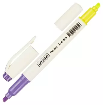 Маркер выделитель текста Attache Double 1-4 мм желт/фиолетовый
