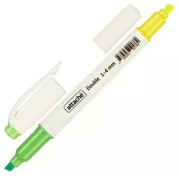 Маркер выделитель текста Attache Double 1-4 мм желт/зелёный