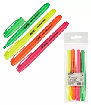 Маркер выделитель текста Attache набор 4цв. 1-3,9 мм