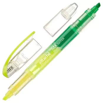 Маркер выделитель текста Attache Selection Dual 1-4 мм желт/зеленый