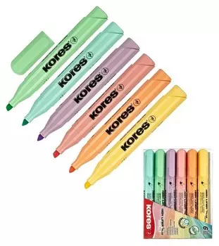 Маркер выделитель текста Kores High Liner Plus пастельные 6 цв. ?36060.01