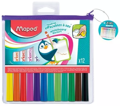 Маркеры для доски Maped, набор 12 шт., "Marker Pep's", круглый наконечник, 1,5 мм