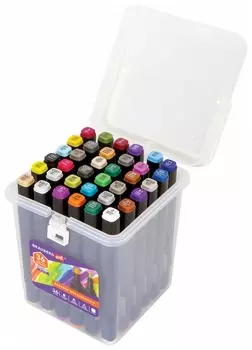 Маркеры для скетчинга двусторонние Brauberg ART Debut "Black", набор 36 шт., пластиковый кейс, 152129