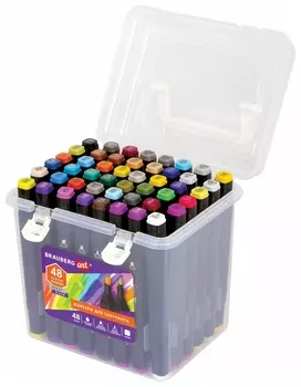 Маркеры для скетчинга двусторонние Brauberg ART Debut "Black", набор 48 шт., пластиковый кейс, 152130