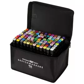 Маркеры для скетчинга двусторонние Brauberg ART Debut "Black", набор 96 шт., текстильный чехол, 152133
