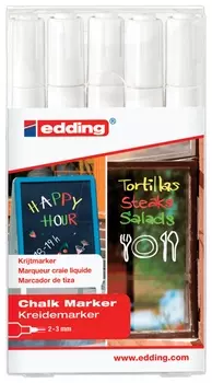 Маркеры меловые 4095 набор 5 шт., 2-3 мм, ассорти, влагостираемый, для гладких поверхностей