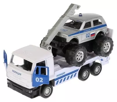 Машина металлическая «Камаз эвакуатор и лада» 12 см, 7,5 см