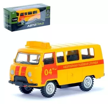 Машина металлическая Микроавтобус газовая служба инерционная масштаб 1:43