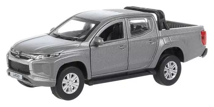 Машина металлическая Mitsubishi L200 Pickup, 13 см, цвет матовый серый, открываются двери и багажник