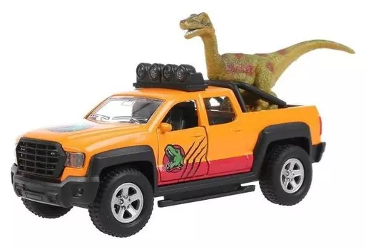 Машина металлическая «Пикап», 13,3 см, световые и звуковые эффекты, открываются двери и багажник, инерция, динозавр 9 см